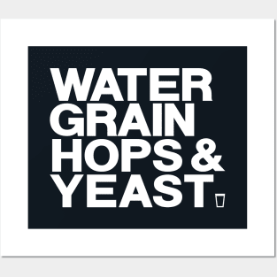 WATER GRAIN HOPS & YEAST - white Posters and Art